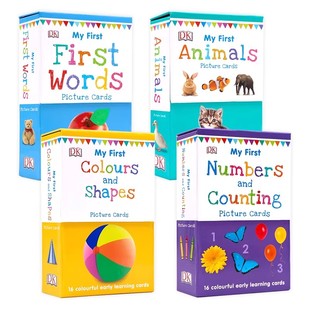 First Numbers Cards英文原版 双面全彩DK认读字卡高频词闪卡 颜色形状数字动物单词低幼儿童英语 Picture Colours 新版 Animals