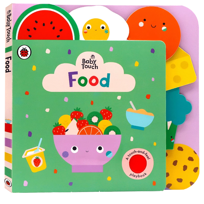 小瓢虫触摸错层书食物 英文原版 Baby Touch Food Ladybird 出版社大开本纸板撕不烂 1-2-3岁宝宝感官训练手指多元认知开拓思维