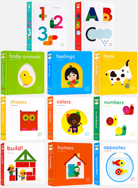 小手摸摸全知道触摸书英文原版绘本 字母单词认知/数字/形状/动物/建筑英语读物幼儿童感知早教启蒙纸板书 艺术大师Xavier Deneux