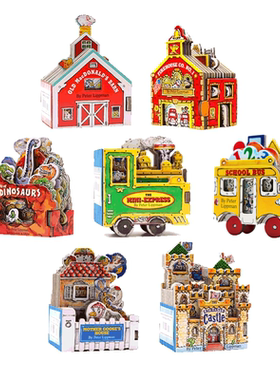 迷你屋系列 英文原版绘本 Mini House Wheels  奇幻城/神奇校车/消防站/鹅妈妈的家/老麦克唐纳立体造型书 英语玩具纸板书