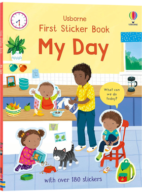 Usborne出品 第一个贴纸书我的一天 英文原版绘本 First Sticker Book My Day 尤斯伯恩0-6岁幼儿宝宝趣味益智启蒙贴纸书平装版