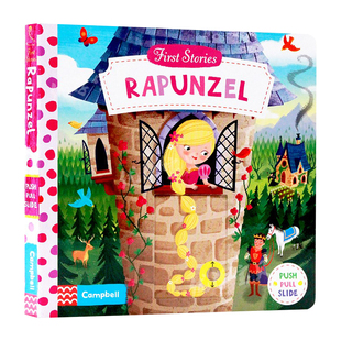 英文原版绘本 First Stories系列 童话篇 Rapunzel 长发公主 纸板机关操作活动书 推拉滑动趣味玩具书儿童启蒙早教进口图书