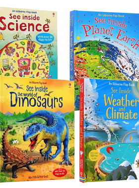 Usborne看里面系列翻翻书 揭密天气/地球/科学/恐龙世界4册 英文原版绘本See Inside Weather/Science 科普纸板书