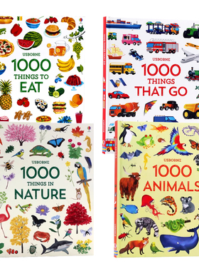 Usborne出品1000 Things系列4册英文原版绘本 Usborne 1000 Things That Go/in Nature/to Animals/to Eat 儿童早教科普英语启蒙