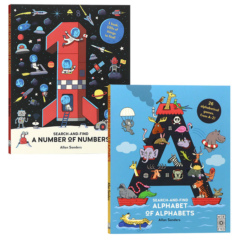 趣味数字/字母表大发现2册英文原版绘本 Search and Find Alphabet of Alphabets/A Number of Numbers 儿童数字认知趣味英语读物