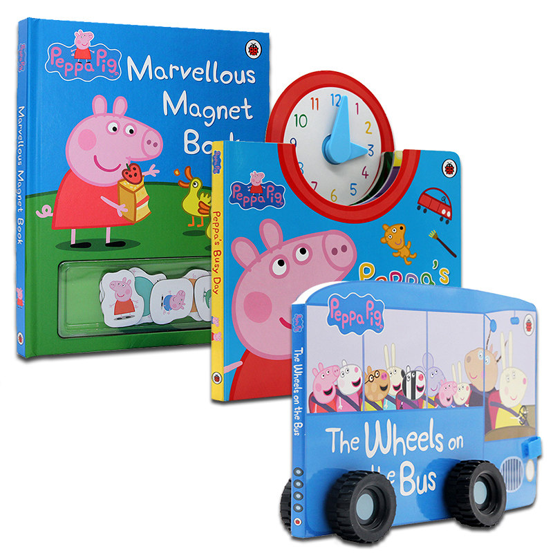 小猪佩奇时钟书轮子上的巴士英文