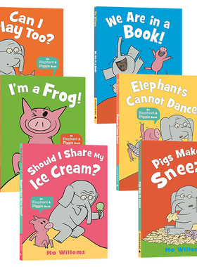 小猪小象6册套装 英文原版绘本 an Elephant and Piggie book I Share My Ice Cream/I'm A Frog/We Are In A Book/Can I Play Too