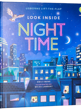 Usborne探索夜晚的时光 英文原版绘本 Look Inside Night Time  儿童纸板触摸书翻翻书 Emily Bone 低幼英语启蒙睡前读物 亲子互动