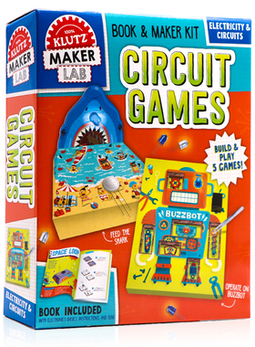 学乐出品儿童电路套装游戏书 英文原版 Klutz Circuit Games 实验小游戏小学STEM辅导用书附配件培养少儿动手能力手工操作创意书籍