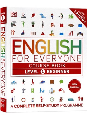 DK新视觉人人学英语入门级课本教材书带音频英文原版English for Everyone Level 1 Beginner coursebook英语自学教辅雅思托福
