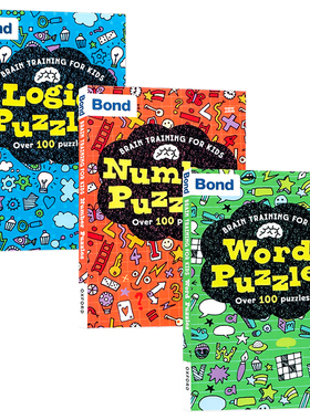 谜题3册 Logic Number Word Puzzles 逻辑数字文字谜题 英文原版绘本 小学生逻辑推理 趣味题游戏 数学思维训练 提升计算能力 平装