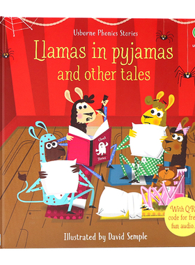 Usborne羊驼睡衣派对6个英语睡前故事英文原版绘本 Llamas in Pyjamas and other tales 儿童Phonics自然拼读故事6合1David Semple