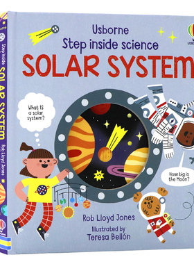 Usborne走进科学太阳系英文原版绘本 step Inside Science The Solar System 儿童科普百科英语早教启蒙洞洞纸板书精装趣味翻翻书