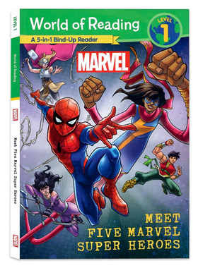漫威阅读世界5合1故事集 英文原版 World of Reading: Meet Five Marvel Super Heroes 侦探冒险主题儿童英语分级阅读图画故事书