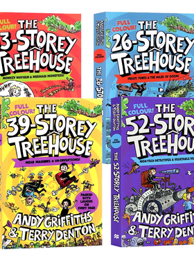 小屁孩树屋历险记4册英文原版全彩版 13-39层树屋 The 13 26 39 52 Storey Treehouse Colour Edition 故事漫画小说章节桥梁书