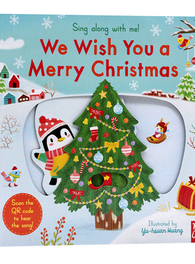 新版我们祝您圣诞节快乐英文原版绘本 sing along with me We Wish You a Merry Christmas 低幼儿童童谣纸板机关操作书送音视频