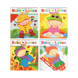 英文原版绘本 Karen Katz 宝宝爱四季 卡伦卡茨 Baby Loves Spring/Summer/Fall/Winter 春夏秋冬纸板翻翻书karenkatz躲猫猫书