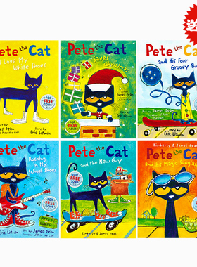 Pete the Cat 皮特猫6册英文原版绘本 I Love My White Shoes 好性格养成儿童情绪英语书 吴敏兰常青藤爸爸书单 图画故事书3-6岁