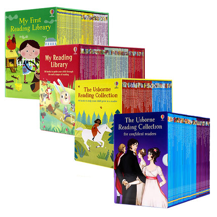 Usborne我的第一二三四个图书馆 My First Reading Library 180册4盒英文原版绘本幼儿童分级阅读绘本礼盒装 故事图画书章节书