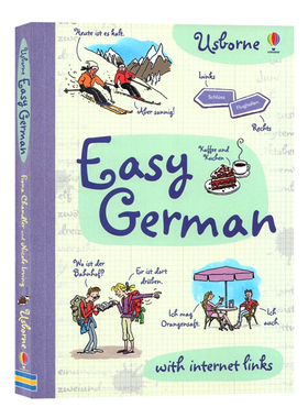 Usborne出品 德语如此简单 英文原版 Easy German  尤斯伯恩少儿语言学习 德语快速学习指南  德英双语单词词汇语法 趣味漫画辅助