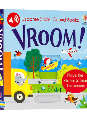 Usborne出品 滑条发声书 呜呜车辆发动 英文原版绘本 Slider Sound Books Vroom 亲子共读汽车主题机关操作书 宝宝拟声互动纸板书