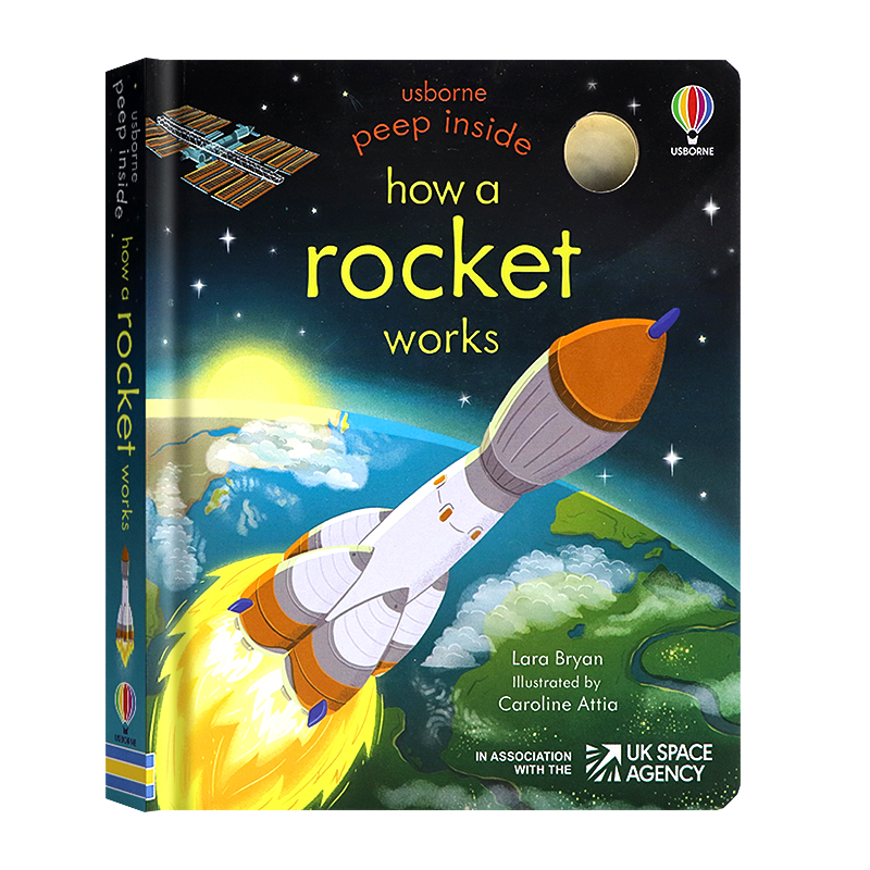 Usborne出品 偷偷看里面系列 火箭如何运作 英文原版绘本 Peep Inside How A Rocket Works 儿童启蒙纸板机关翻翻书 Lara Bryan 书籍/杂志/报纸 儿童读物原版书 原图主图