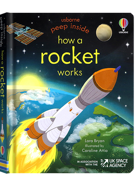 Usborne出品 偷偷看里面系列 火箭如何运作 英文原版绘本 Peep Inside How A Rocket Works 儿童启蒙纸板机关翻翻书Lara Bryan