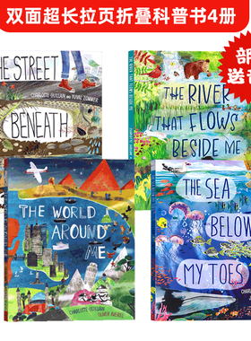 上天入地冒险之旅 折叠书4册英文原版绘本Street Beneath/Sea Below/Skies Above/World Around 双面超长拉页科普精装Yuval Zommer