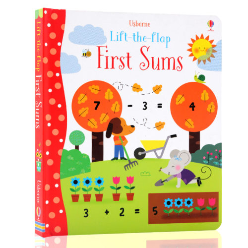 英文原版数学启蒙绘本 学习加数 纸板翻翻书 Lift The Flap First Sums Usborne 尤斯伯恩图书 宝宝学习英文单词幼儿早教益智