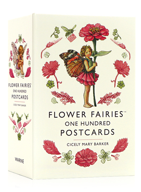 现货 花仙子一百张明信片进口英文原版 Flower Fairies One Hundred Postcards 手绘风明信片3-5岁花朵植物启蒙认知插图画花精灵