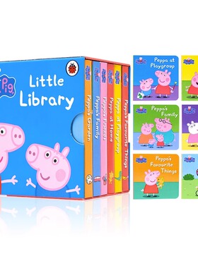 小猪佩奇小小图书馆6册手掌纸板书 英文原版绘本 Peppa Pig little Library 粉红猪小妹幼儿童启蒙认知英语图画书 睡前故事