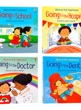 Usborne出品 学龄前儿童绘本4册 去看牙医 去学校 英文原本绘本 Going to the Dentist/Doctor/Hospital 儿童生活体验图画故事书