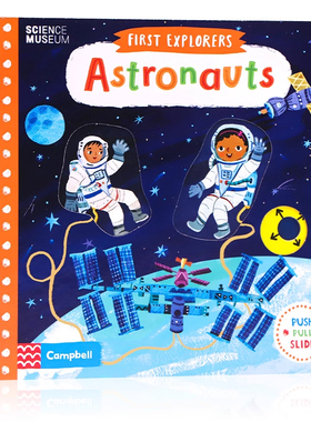 小小探险家系列机关操作书宇航员First Explorers Astronauts英文原版绘本幼儿童科普启蒙认知探索读物推拉纸板书亲子玩具书1-6岁