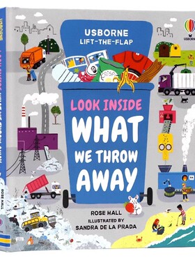 usborne出品我们扔掉了什么英文原版绘本 Look Inside What We Throw Away 看里面系列纸板翻翻书垃圾回收儿童英语启蒙故事书