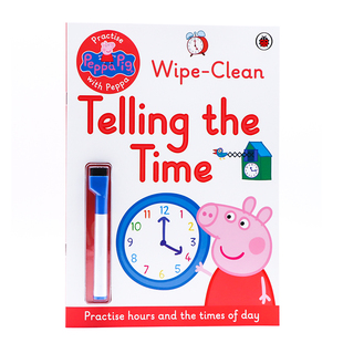 the Practise Wipe Clean with 英文原版 Peppa Pig 可重复擦写 Time和小猪佩奇一起认识时间刷刷笔擦擦笔书 Telling 时间认知练习