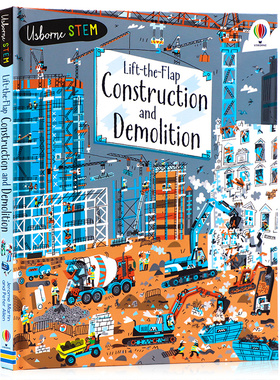 Usborne出品施工和拆卸科普翻翻书 Lift-the-Flap Construction and Demolition 英文原版绘本STEM百科建筑知识科普启蒙读物