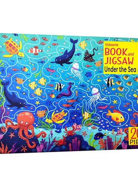Usborne拼图游戏系列 海底迷宫拼图游戏书 英文原版 Book & Jigsaw Under the Sea Maze 儿童早教益智拼图玩具 内含200片拼图