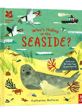 谁躲在海边 英文原版 National Trust Who's Hiding at the Seaside 纸板趣味翻翻书海洋动物儿童启蒙早教认识科普绘本Nosy Crow
