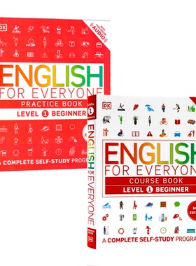 Level1课本+练习2册DK人人学英语入门级教材带音频 English for Everyone course book practice Beginner 英文原版自学雅思托福书