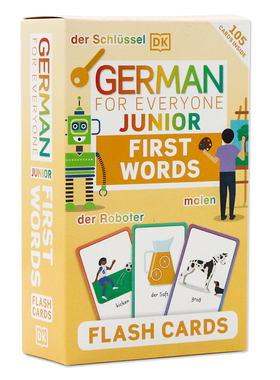 DK出版 人人学德语100个基础单词闪卡 英文原版 German for Everyone Junior First Words Flash Cards 基础词汇配图记忆 亲子互动