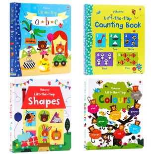 Usborne启蒙认知翻翻书4册 Lift the Flap abc Colours First Opposites Counting 色彩字母反义词计数英文原版绘本儿童英语单词