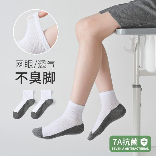 夏季男童女童学生袜纯色中大童