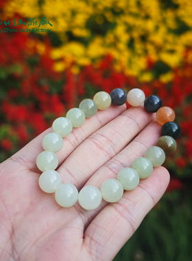 玉缘和田玉青海白玉晴水色多款圆珠手串链玉质细腻10mm男女佩戴