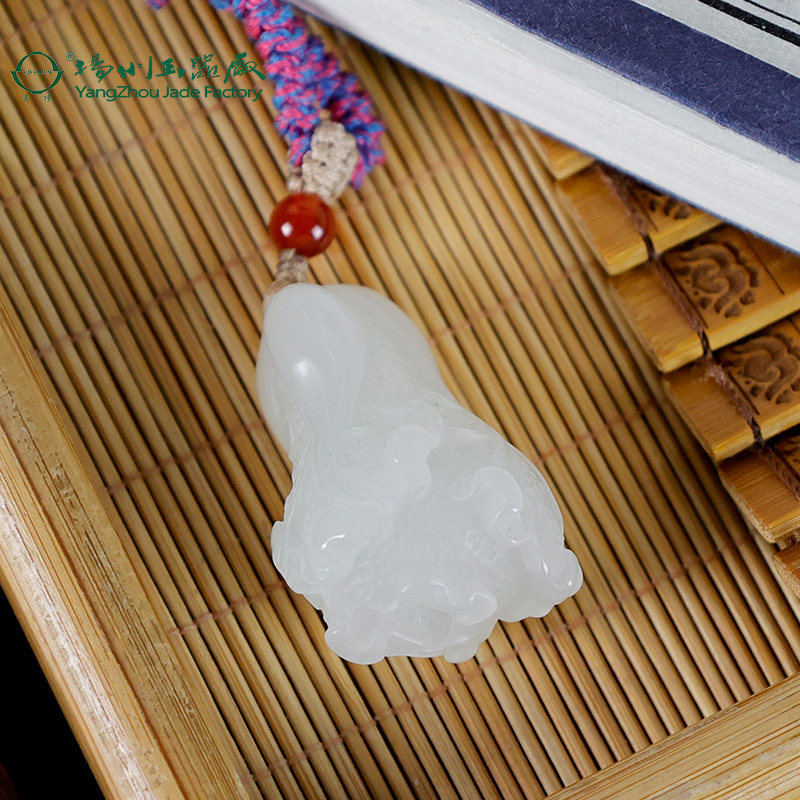 玉缘天然和田玉白玉青海料白菜摆财吊坠挂件昆仑玉白度好油润细腻