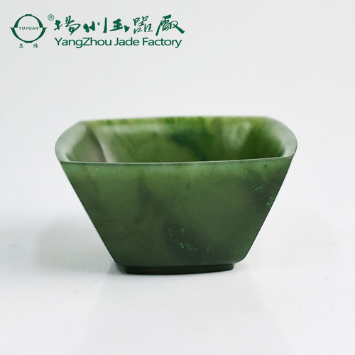 玉缘和田玉新疆碧玉方杯茶杯