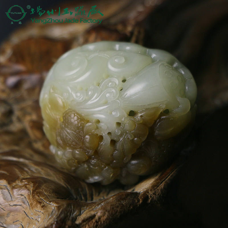 玉缘和田玉吊坠新疆且末糖白玉金玉满堂俏色巧雕寓意好玉质温润