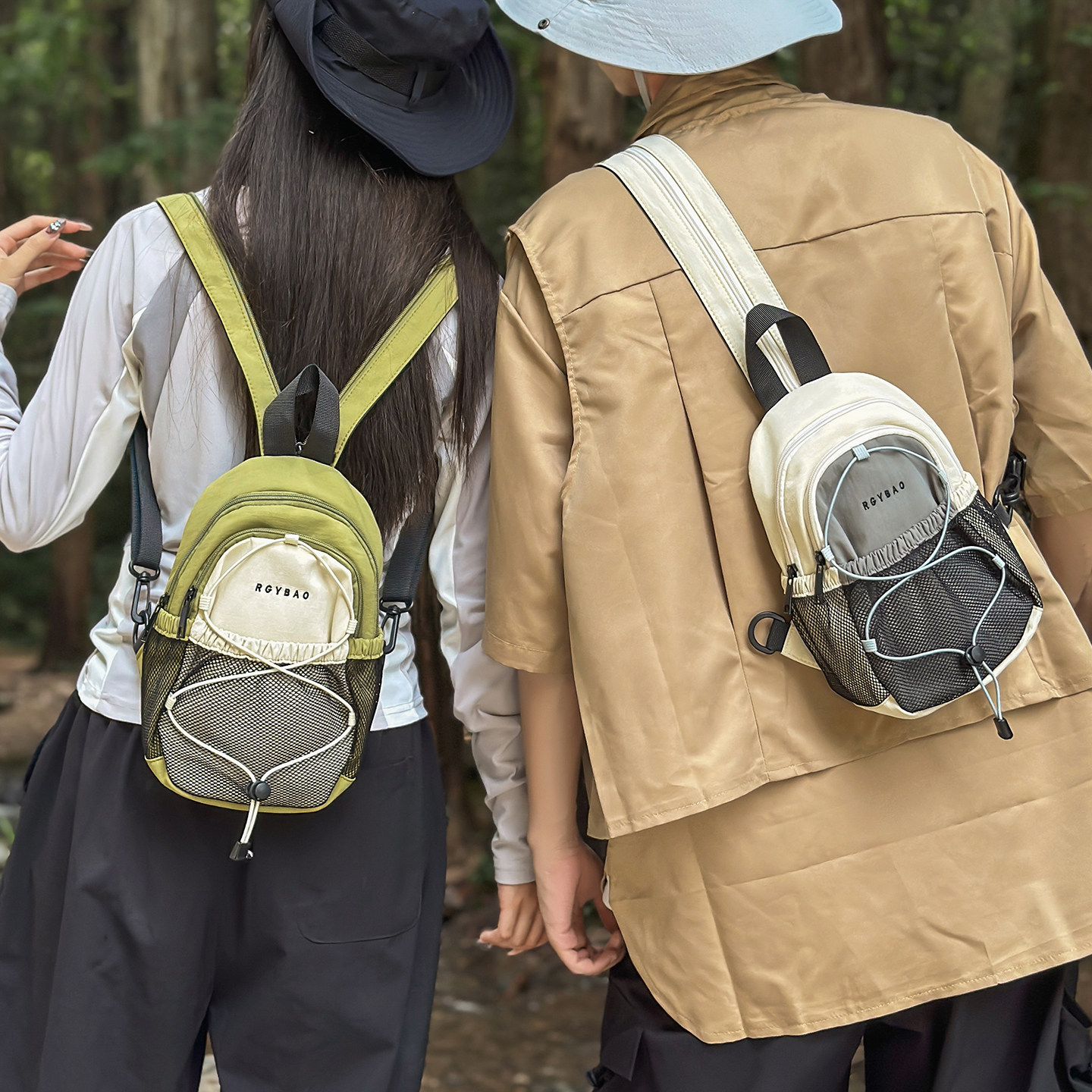 两用胸包手机包户外运动登山包小众轻便通勤双肩包男斜挎旅行背包