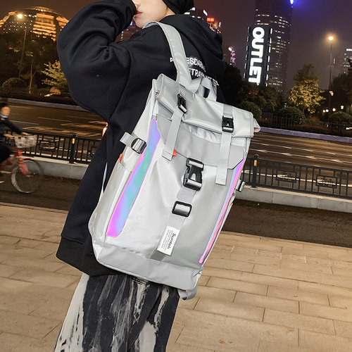 伊梵络双肩包男潮牌大容量工装