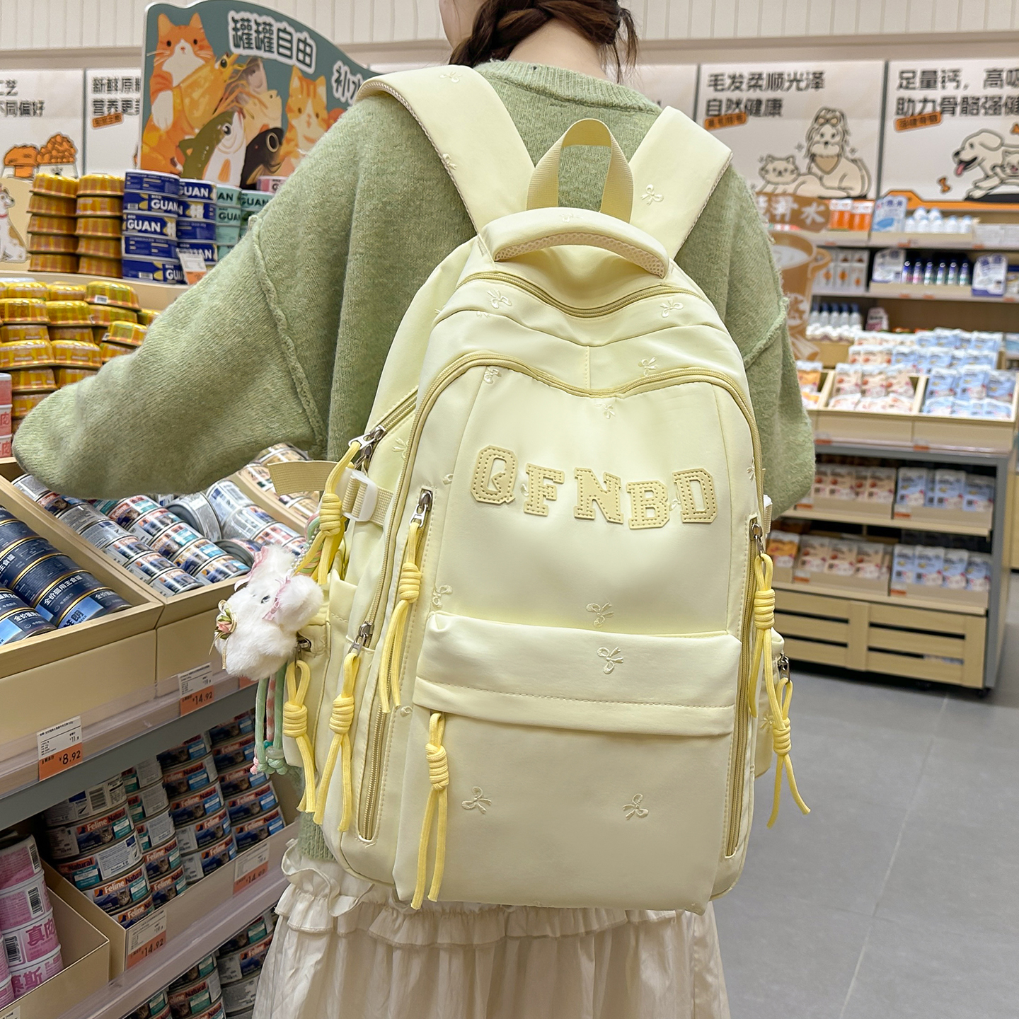 中学生书包女生大容量轻便高中生双肩背包15英寸电脑包