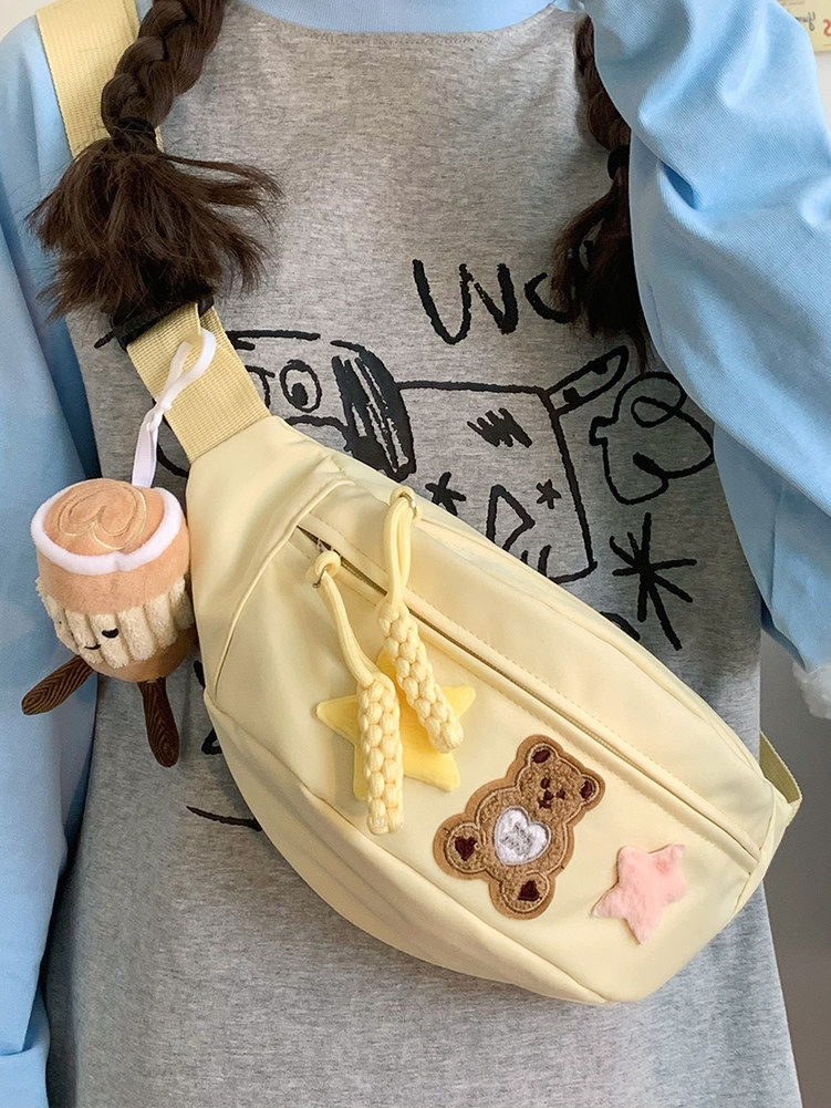 简约百搭大容量腰包女日系ins软妹斜挎背包小众休闲运动少女胸包